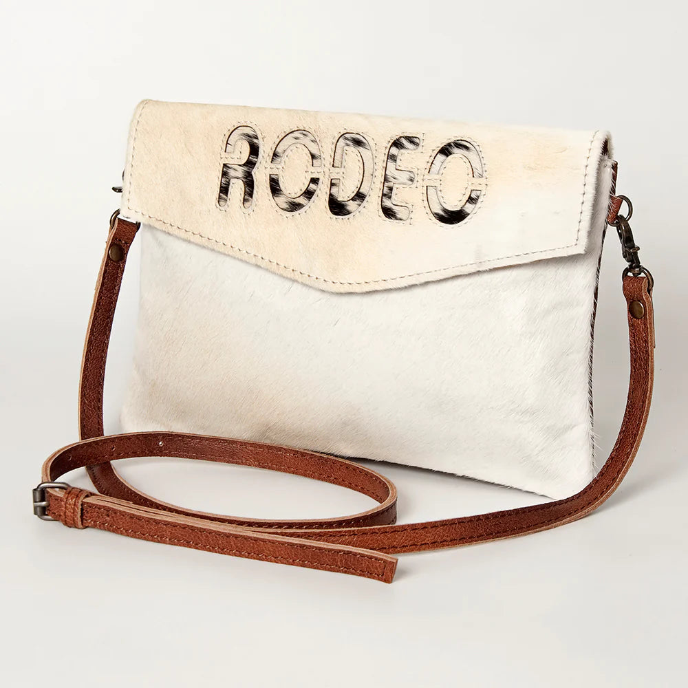 Bolsa Rodeo cowhide blanco vista lateral