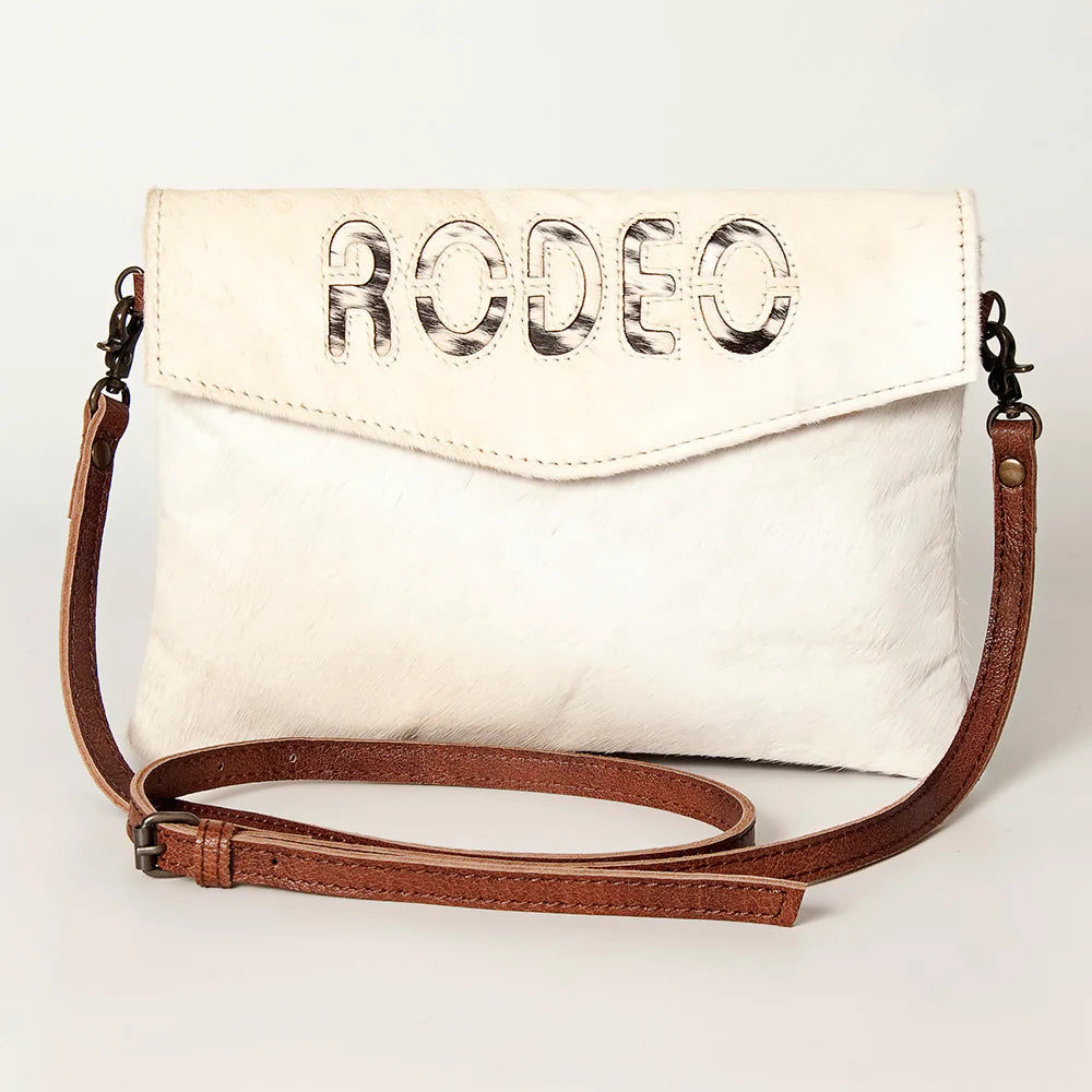 Bolsa Rodeo cowhide blanco vista frontal