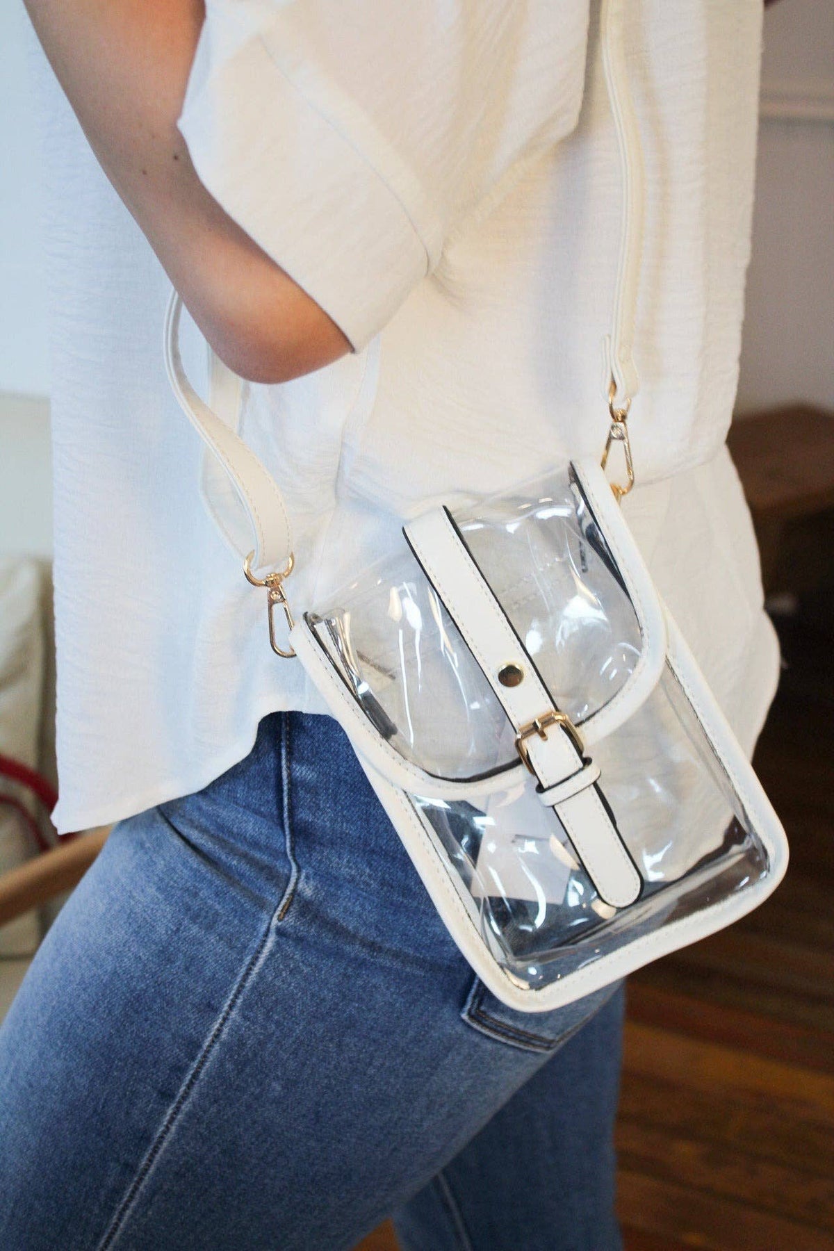 TG10608 Clear Buckle Strap Mini Crossbody Bag