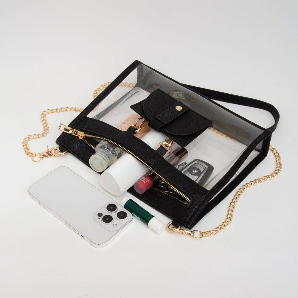 TG10666 Clear Concert Crossbody Bag with Sunglasses Holder