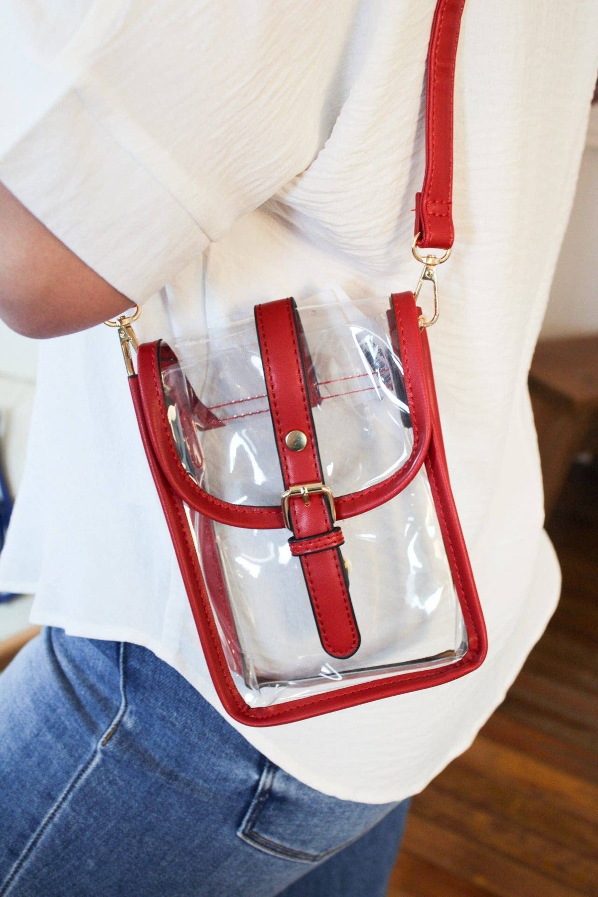 TG10608 Clear Buckle Strap Mini Crossbody Bag