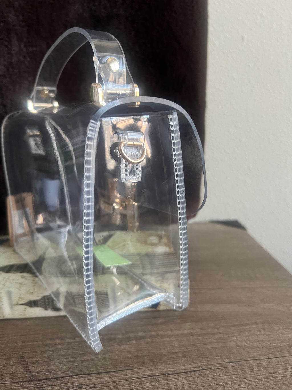 Clear Satchel Bag with Gold Closure — Stadium Approved Top Handle Purse