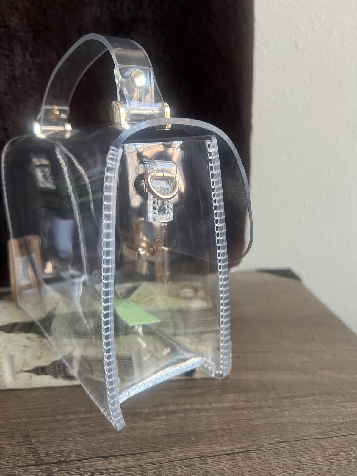 Clear Satchel Bag with Gold Closure — Stadium Approved Top Handle Purse
