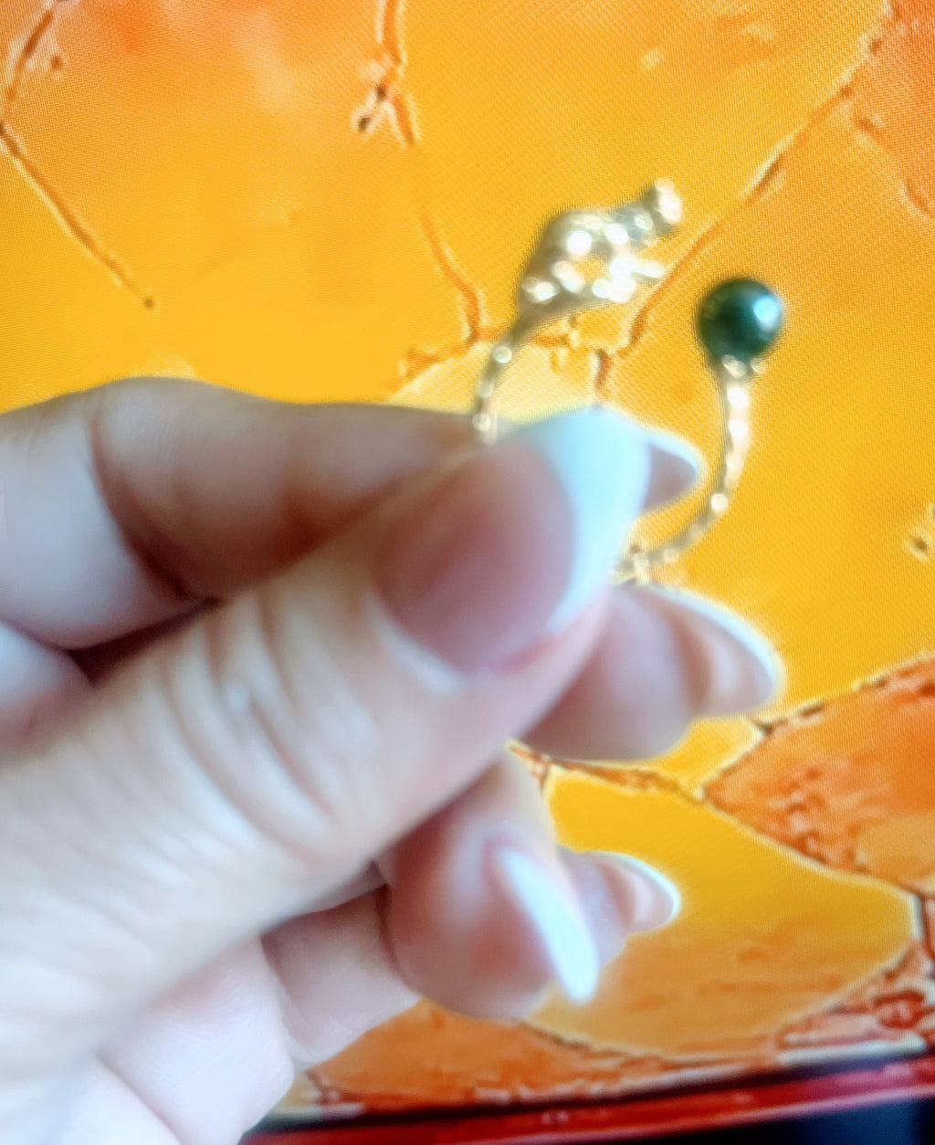 Cat's Cradle Ring — 18K Gold Plated with Hematite Stone