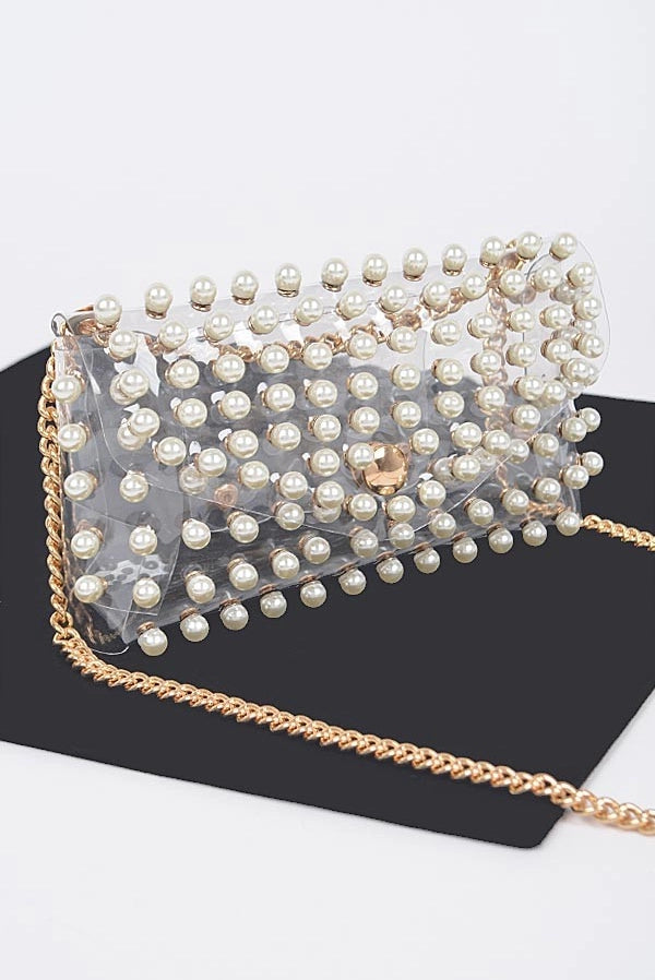 Rhinestone clear bag w/chain