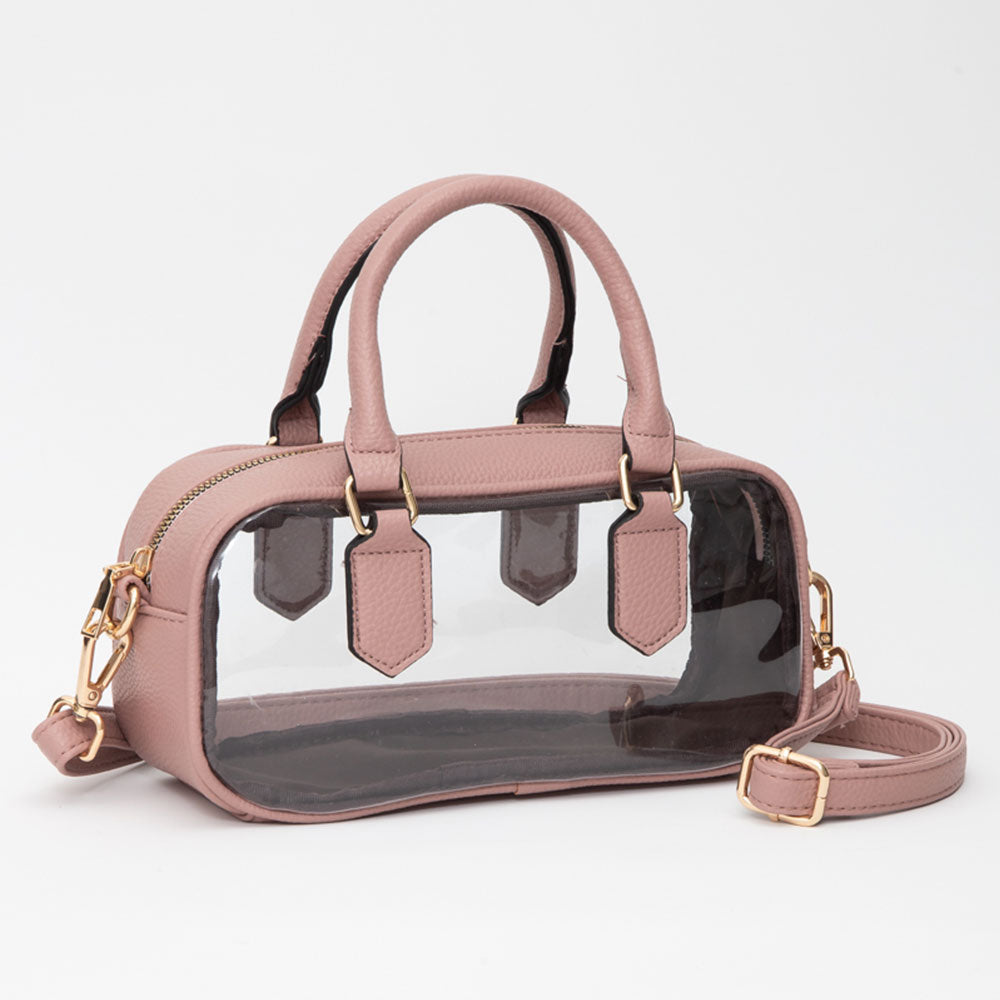 Pink Clear Structured Handbag | 2-in-1 Top Handle & Crossbody