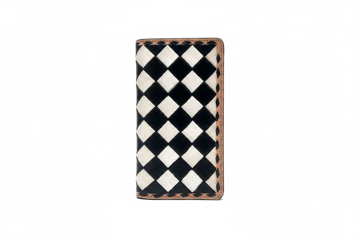 Cartera rombos blanco y negro - exterior