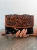 Western Leather Wallet with Cowhide Hair Patch